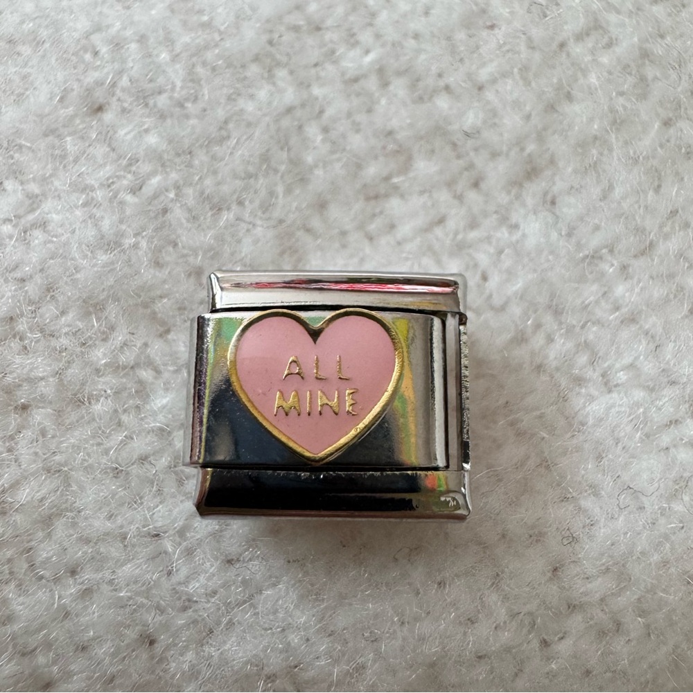 All Mine Pink Candy Heart Italian Charm Bracelet- perfect for Valentine’s Day